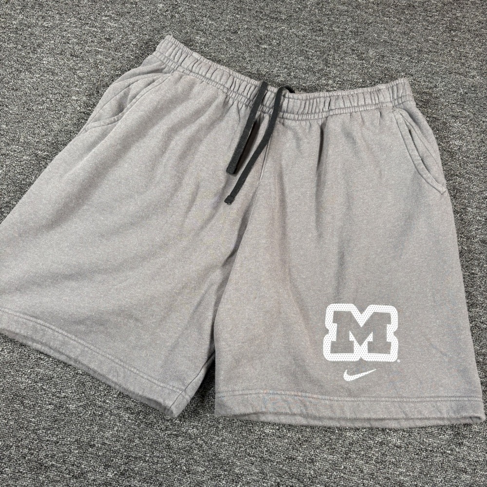 Nike Fleece Shorts Mens XL Gray Michigan Wolverines NCAA Collegiate Athletic